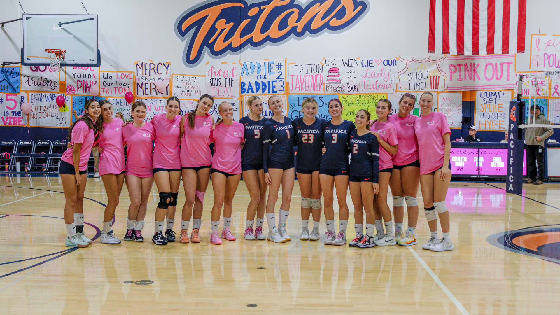 Tritons Sweep Capistrano Valley Christian on their Dig Pink While Celebrating Their Seniors!